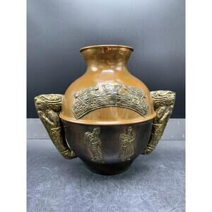 Asian Japan Chinese BRONZE VASE Urn DRAGON HANDLES